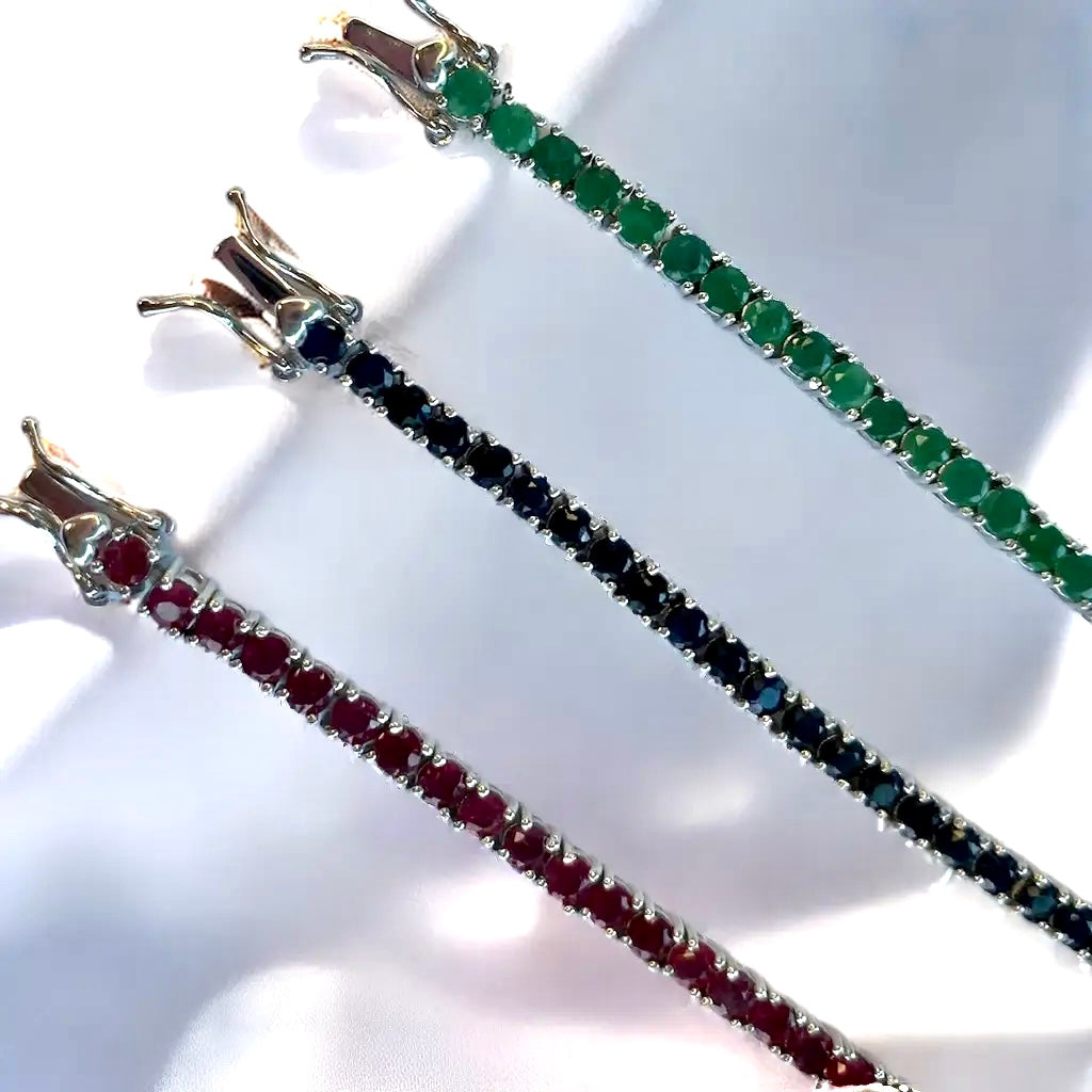Pulsera Tennis Esmeraldas Naturales 3mm – Plata 925 Baño de Oro