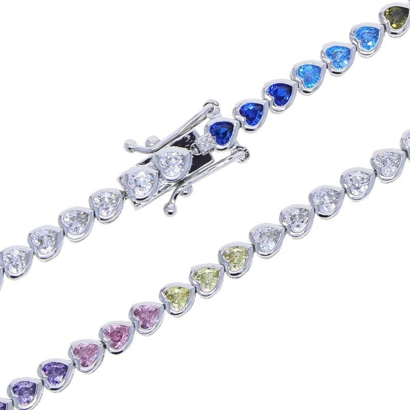 Pulsera Tennis Corazones Medio Arcoíris