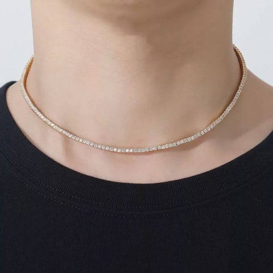 Collar Tennis Clásico Circones 2mm – Baño de Oro