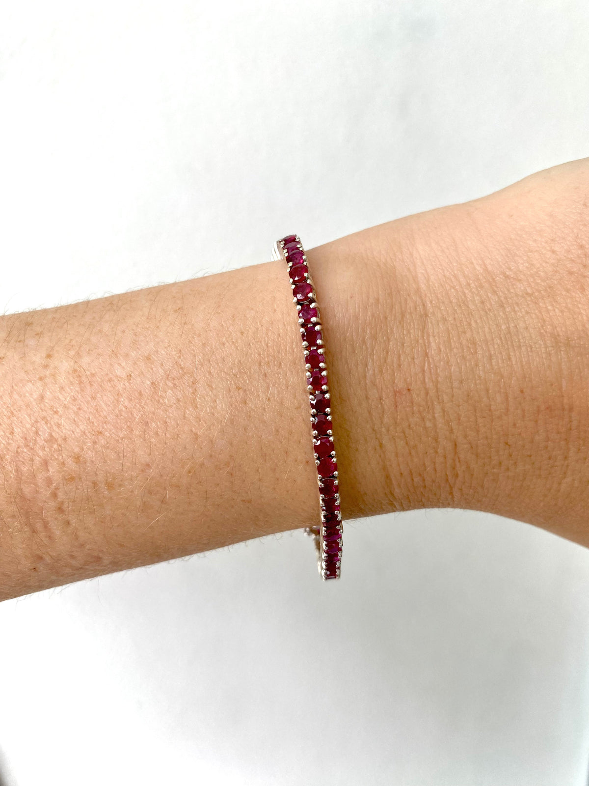 Pulsera Tennis Rubíes Naturales 3mm – Plata 925