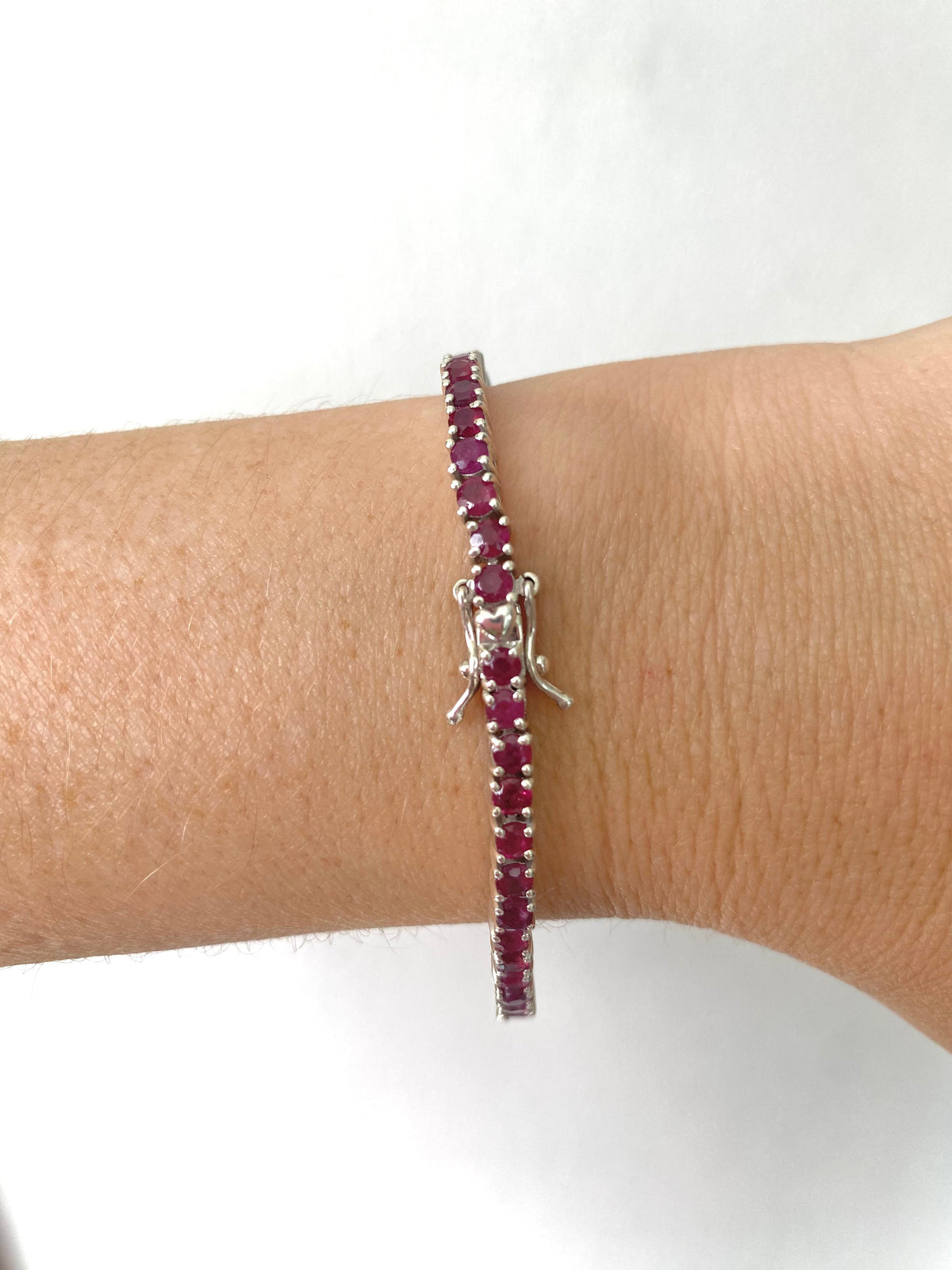 Pulsera Tennis Rubíes Naturales 3mm – Plata 925