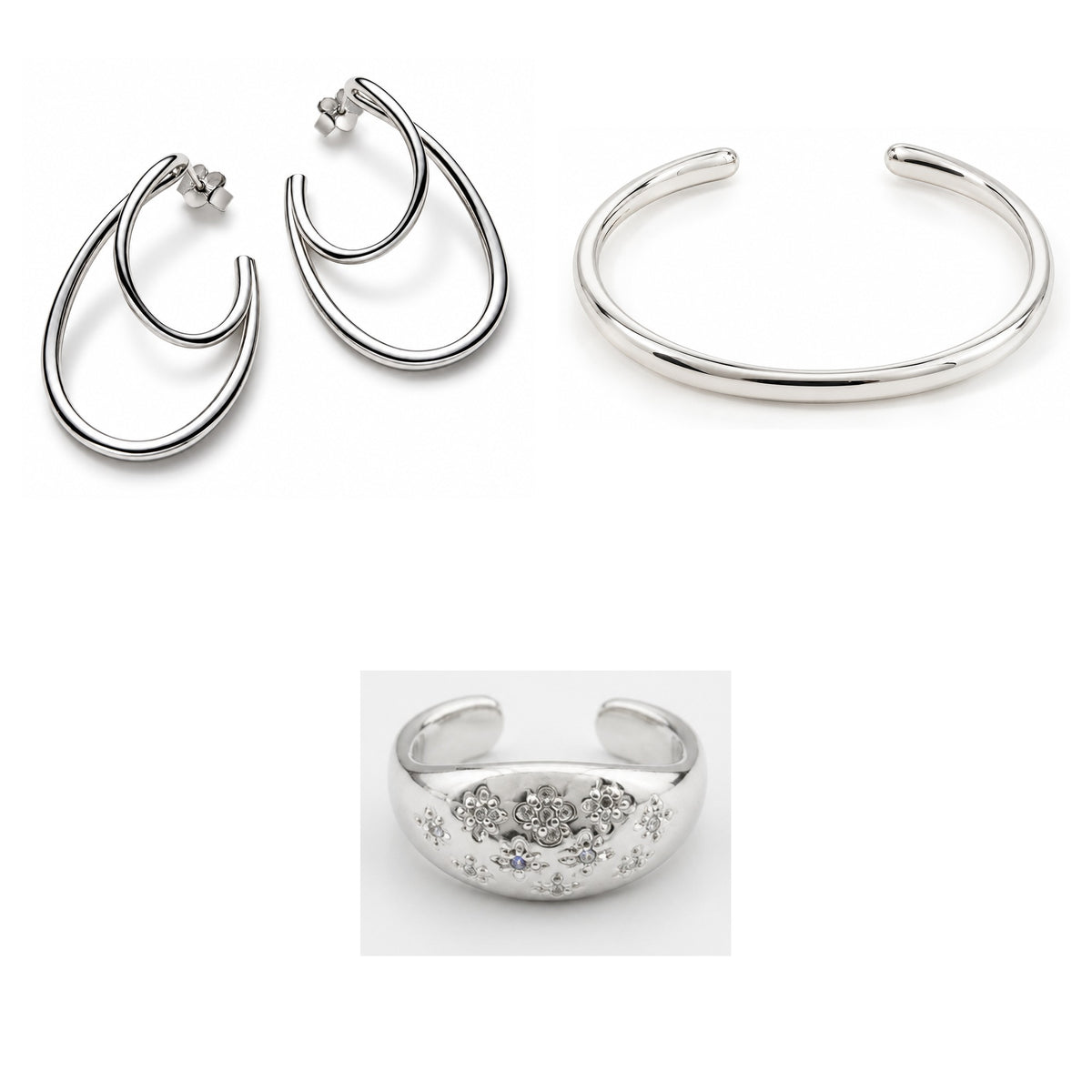 Pack Aros Grandes Liso Plata: las 3 piezas