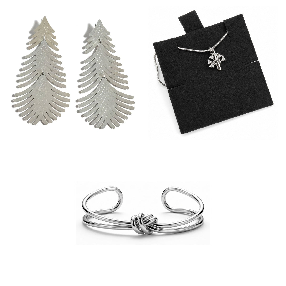 Pack Aros Grandes Plumas Plata: las 3 piezas