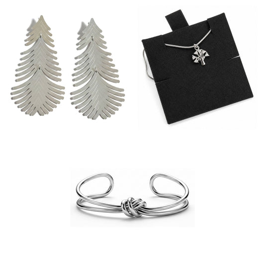 Pack Aros Grandes Plumas Plata: las 3 piezas