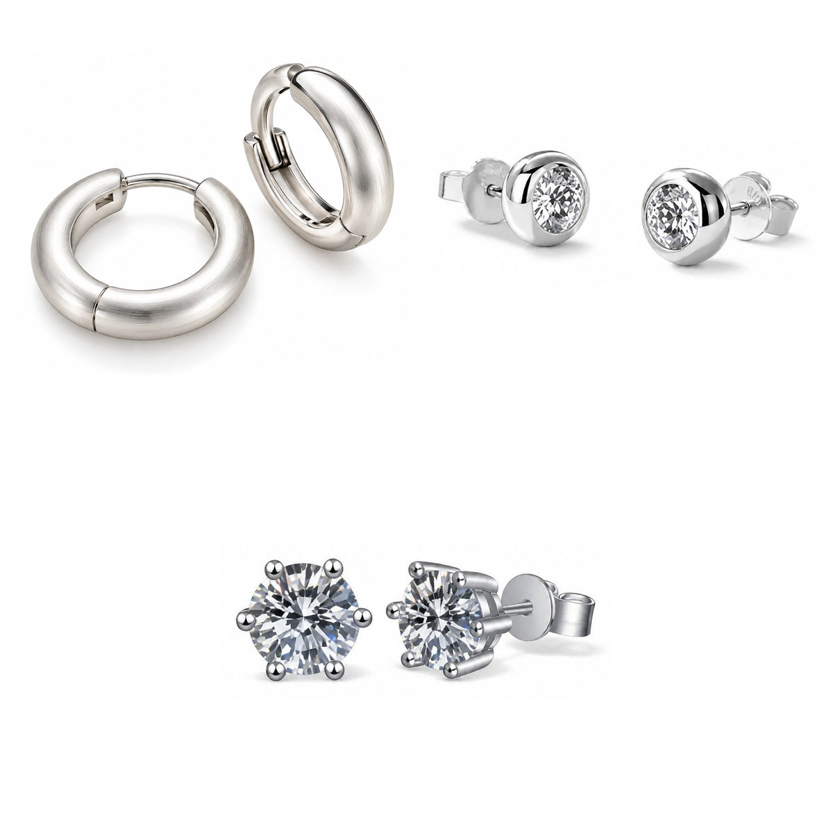 Pack Piercing Plata Brillo: las 3 piezas