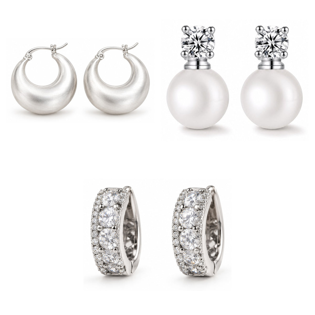 Pack Piercing Plata Perla: las 3 piezas