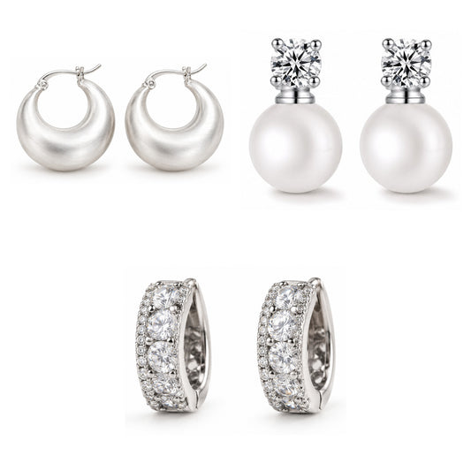 Pack Piercing Plata Perla: las 3 piezas