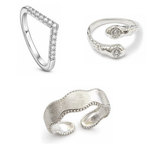 Pack Stack de Anillos Plateados: las 3 piezas
