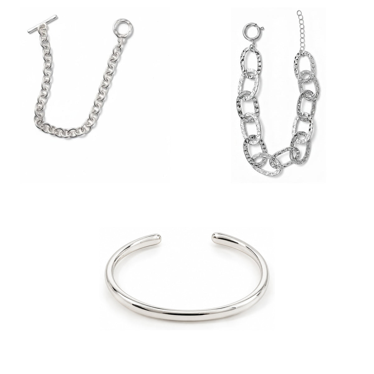 Pack Stack de Pulseras Plateadas: las 3 piezas