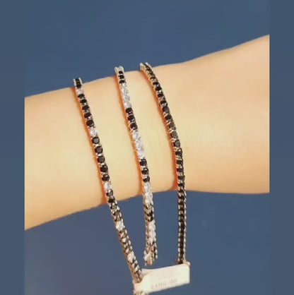 Pulsera Tennis Negro Plata 925