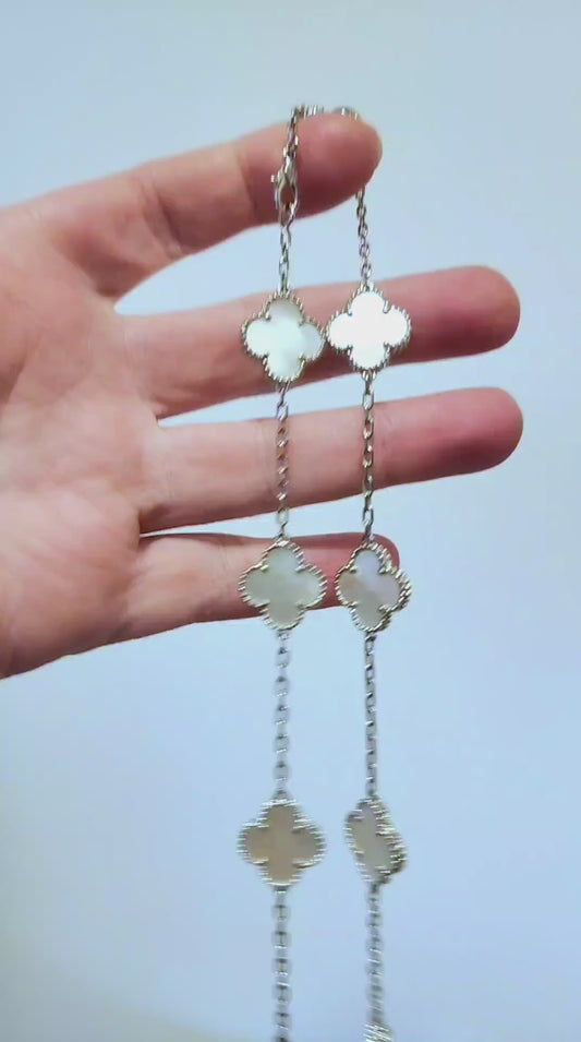 Collar Clovers Nacar Trebol Plateado