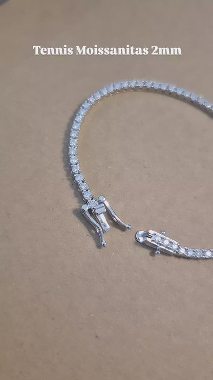 Pulsera Tennis Moissanitas Corte Brillante 2mm - Plata 925