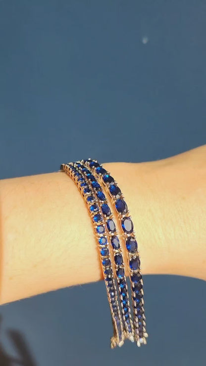 Pulsera Tennis Azul Plata 925