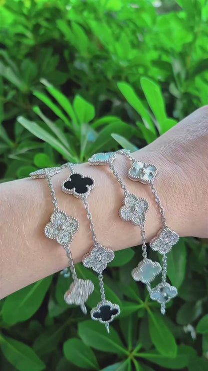 Pulsera Clover Laser Circones Trébol Plateado