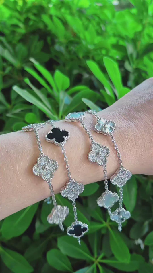 Pulsera Clover Laser Circones Trébol Plateado