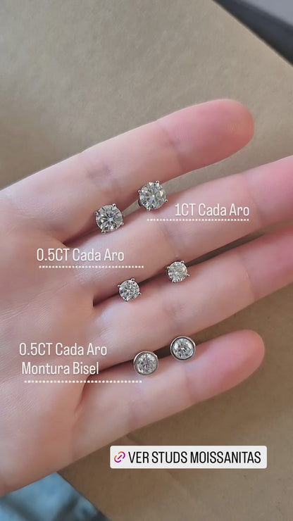 Aros Studs Moissanitas 1.0ct - Plata 925