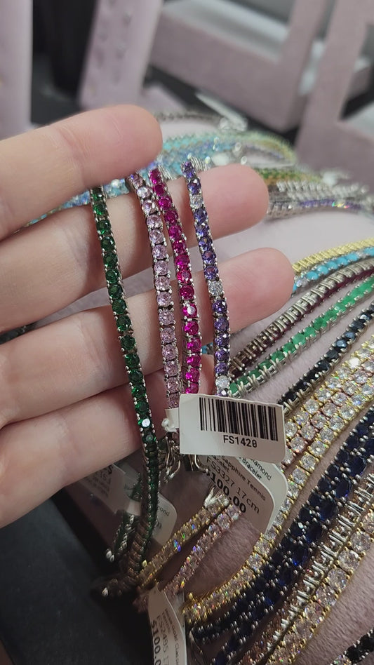 PULSERA TENNIS ROSADA PLATA 925