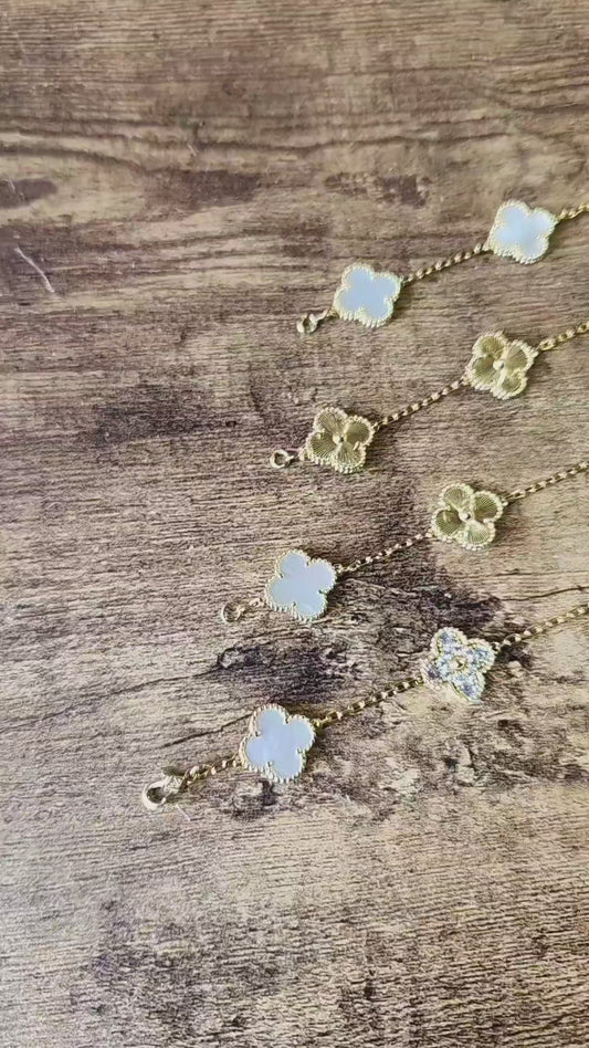 Pulsera Clover Nacar Trebol Dorado