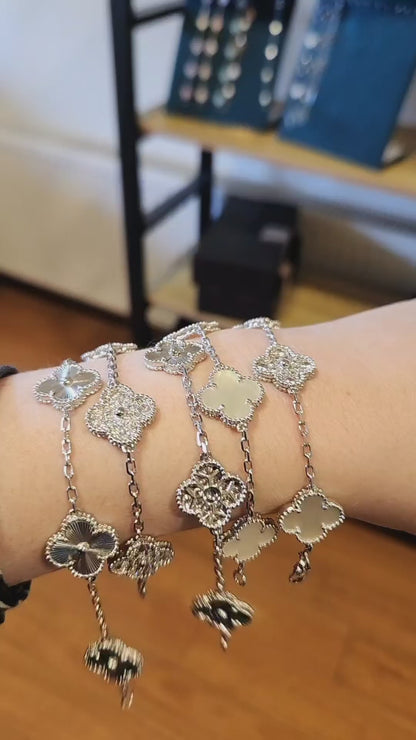 Pulsera Clover Circones Trébol Plateado
