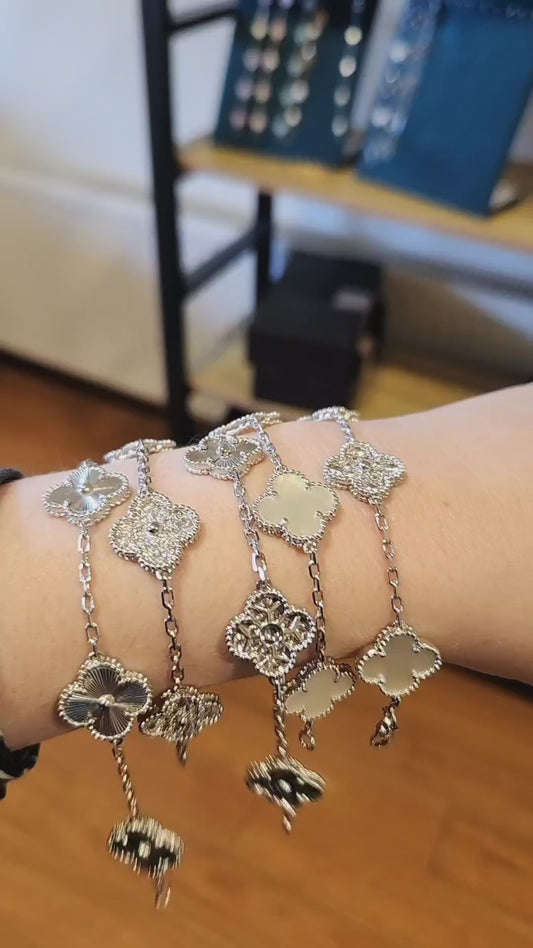 Pulsera Clover Circones Trébol Plateado
