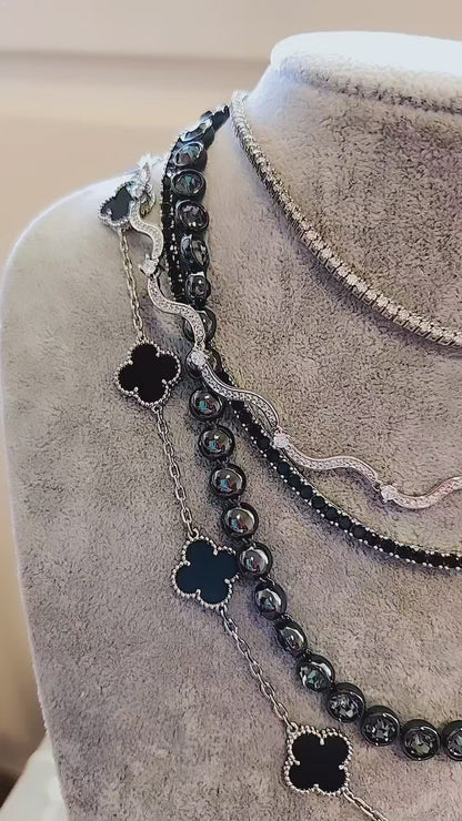 Collar Tennis Negro Plata 925