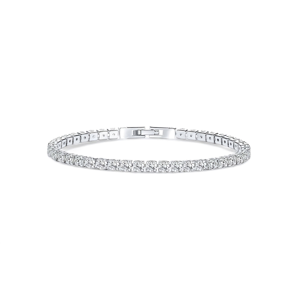 Pulsera Tennis 4mm Blanca – Baño de Rodio
