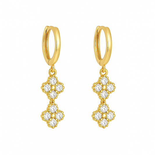 Aros Trébol Doble Mini Clovers Dorado