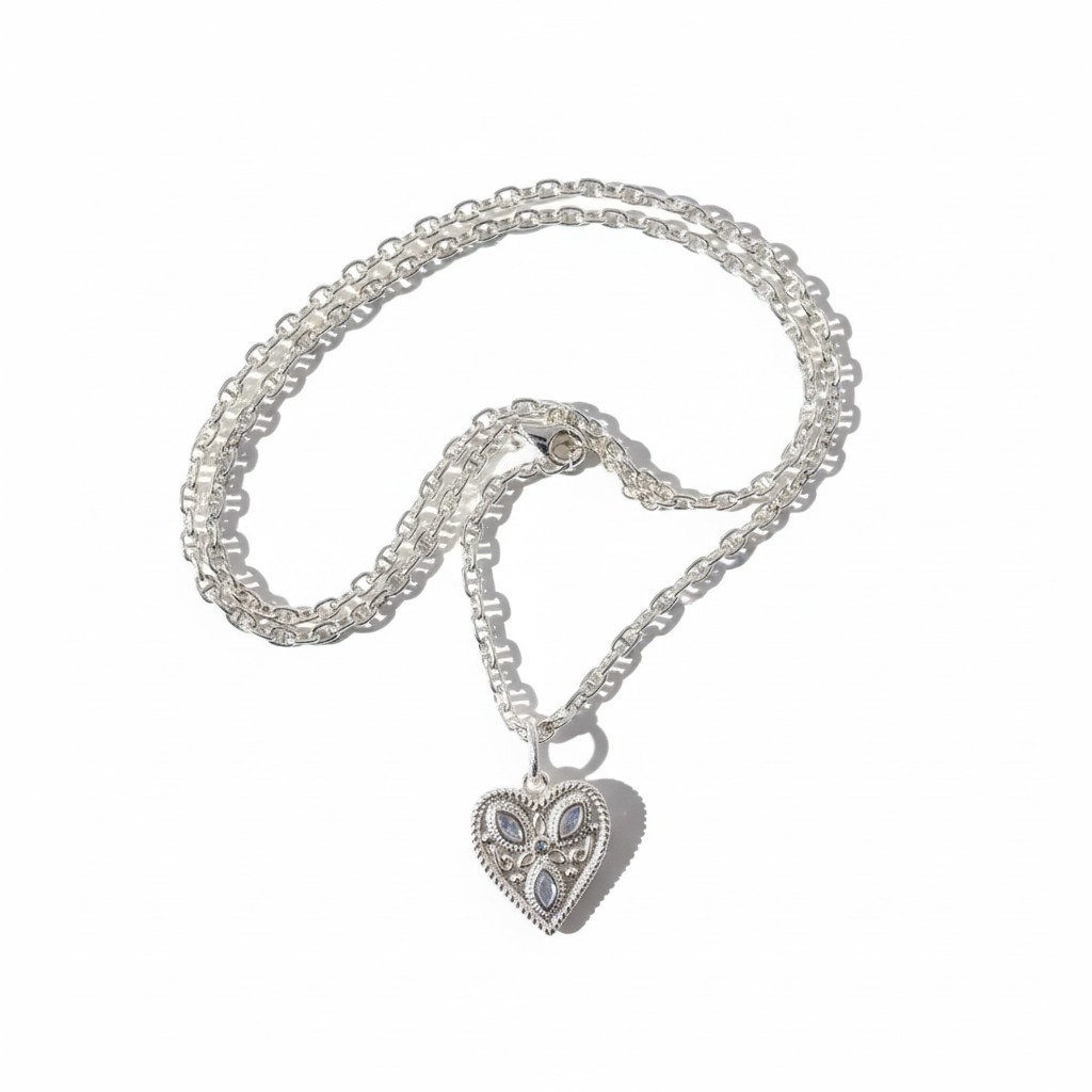 Cadena Eslabones Corazón Maxi - Baño de Plata