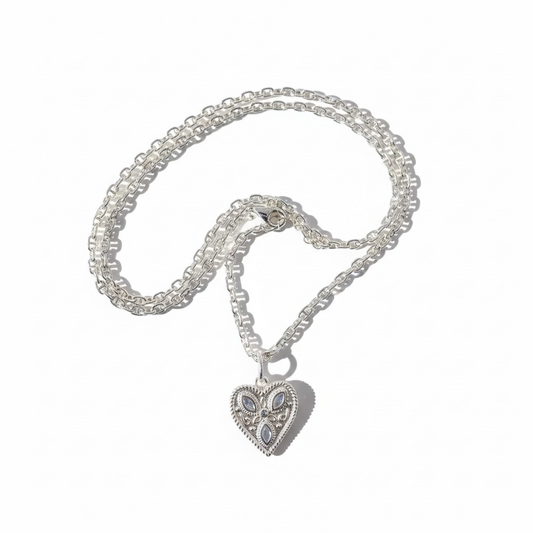 Cadena Eslabones Corazón Maxi - Baño de Plata