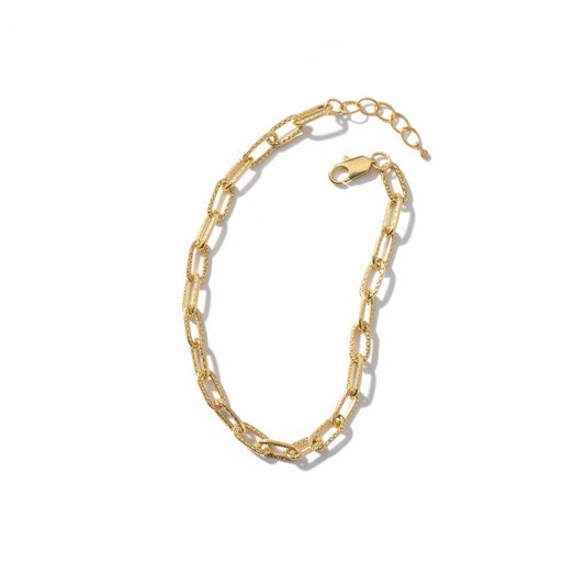 Pulsera Eslabones Ovalados Martillados – Baño de Oro 18k - Ámbar Joyas