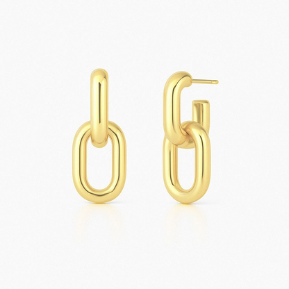 Aros Eslabones Plata 925 – Oro 18k