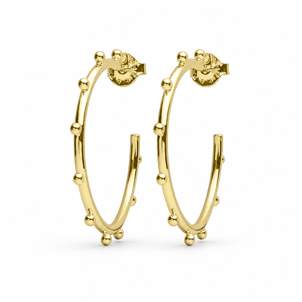 Aros Argolla con Bolitas - Baño de Oro 18k