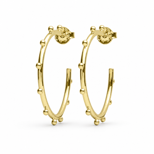 Aros Argolla con Bolitas - Baño de Oro 18k