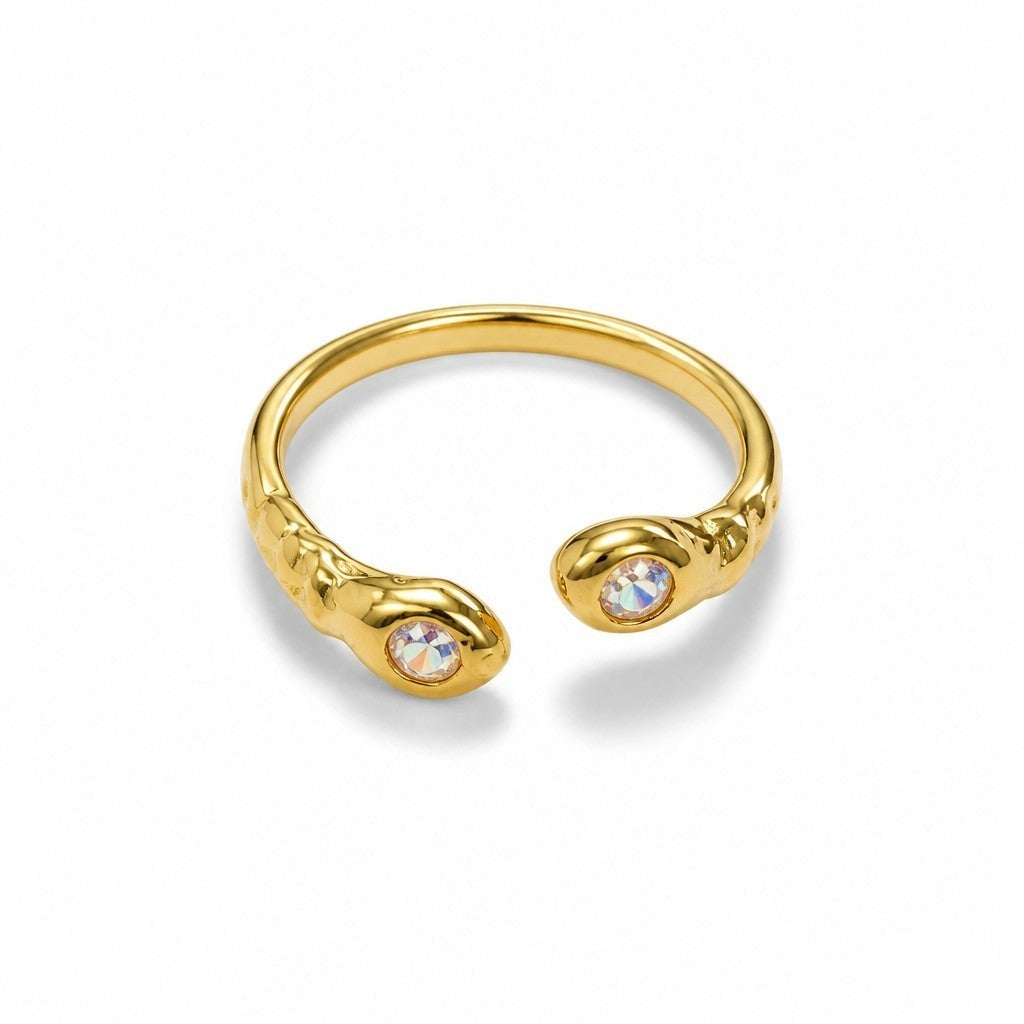 Anillo Ajustable Circones Pavé - Baño de Oro