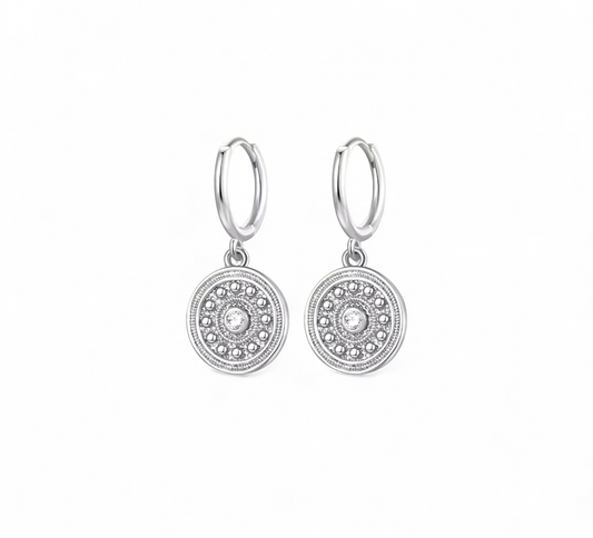 Aros Medalla Punto de Luz - Rodio