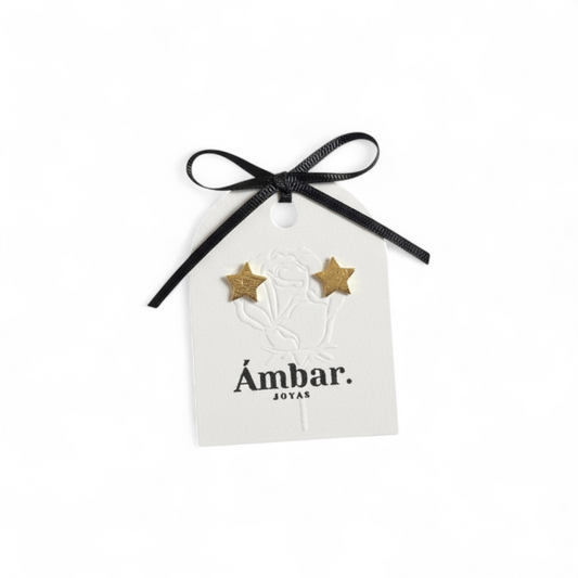 Aros Estrella Chica Satinados – Baño de Oro