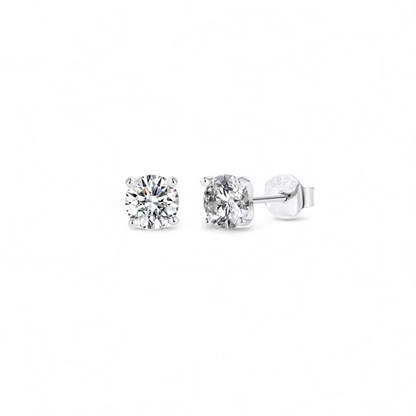 Aros Stud Moissanita 4mm en Plata 925 | Montura Martini 4 Grifas