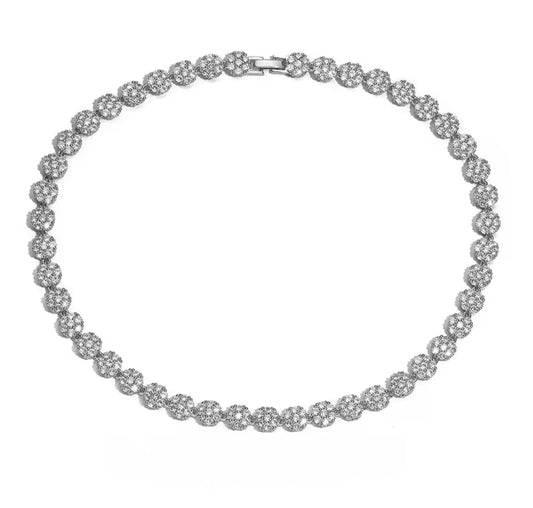 Collar de Flores con Circonitas  - Oro Rodio