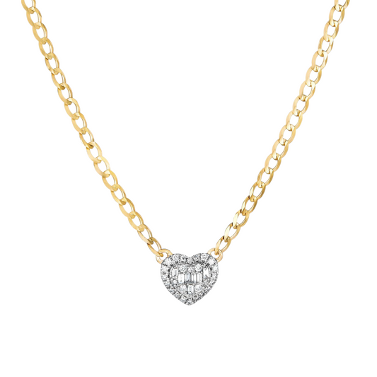 Collar Corazón Brillante – Plata 925 con Baño de Oro 18K