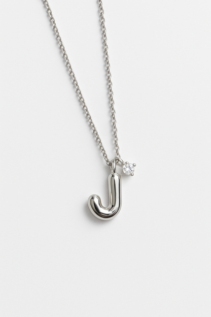 Collares con Inicial Bubble Plateado