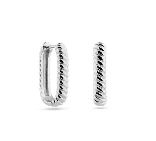 Argollas Trenza Oval 2cm - Rodio