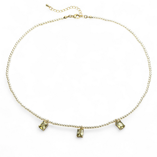 Collar Perlas & Circones Verdes