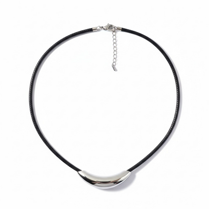 Collar Cuero Dije Bottega - Rodio