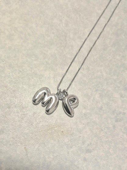 Collares con Inicial Bubble Plateado