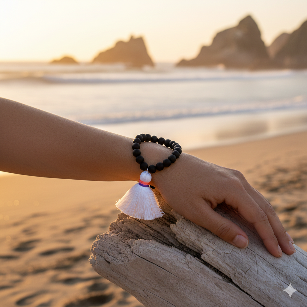 Pulsera Bolas Tassel - Negro