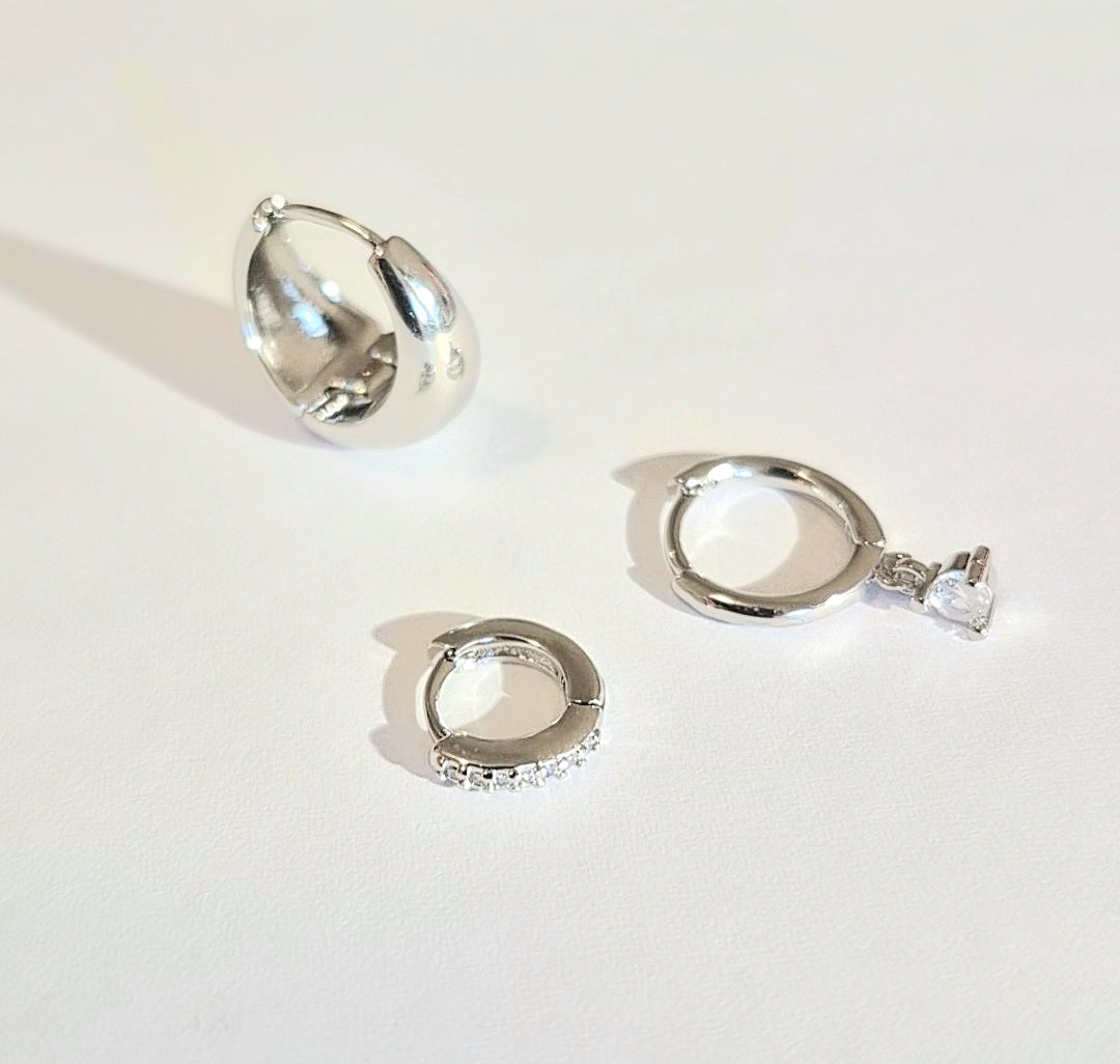 Pack 3 Aros para Piercings – Argolla Lisa, Argollita Zirconias y Argolla Argolla con Dije