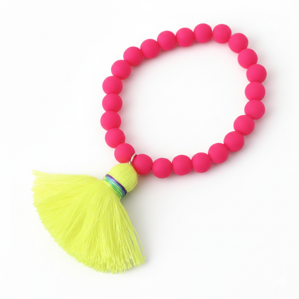 Pulsera Bolas Tassel - Fucsia