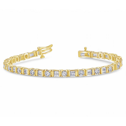 Pulsera Tennis Baguetes Plata 925 con Baňo de Oro 18k