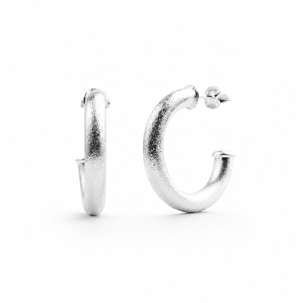 Argollas Tubulares 4cm - Baño de Plata