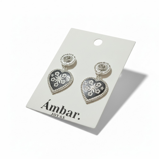 Aros Maxi Corazones - Baño de Plata